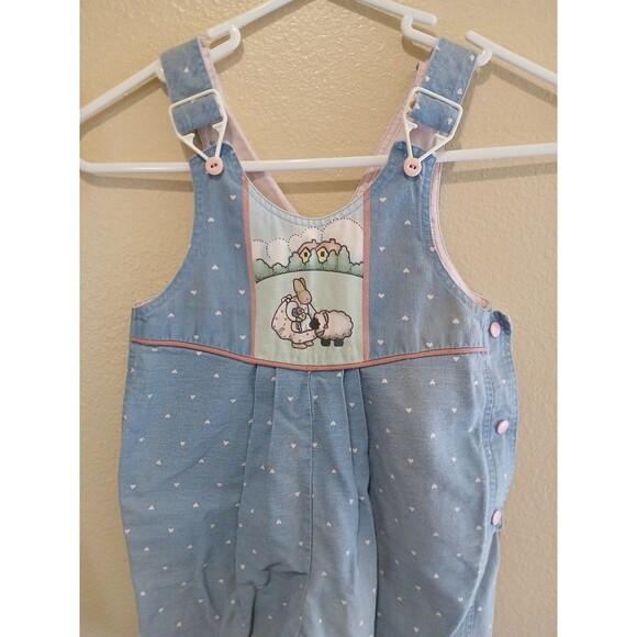 Vintage 70s Handmade Vestbak Pleated Denim Overalls 3T 4T - Picture 1 of 7